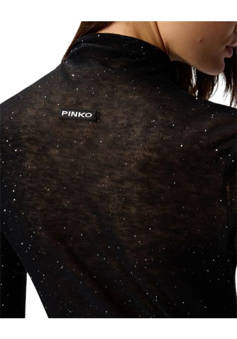 Fitted high-neck jumper with micro sequins PINKO | sweaters | 105821 A2PMZ99